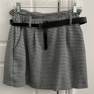 Houndstooth Belted Mini Skirt